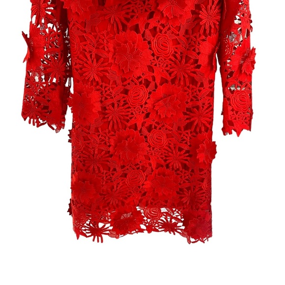 Tuckernuck | NEW Red Guipure Lace Daphne Three-quarter Sleeve Mini Dress Size XS - Picture 10 of 12